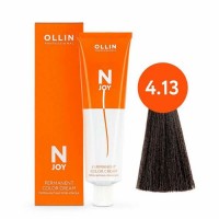 Перманентная крем-краска для волос OLLIN N-JOY 4.13 шатен пепельно-золотистый 100мл